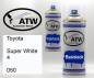 Preview: Toyota, Super White 4, 050: 400ml Sprühdose + 400ml Klarlack - Set, von ATW Autoteile West.